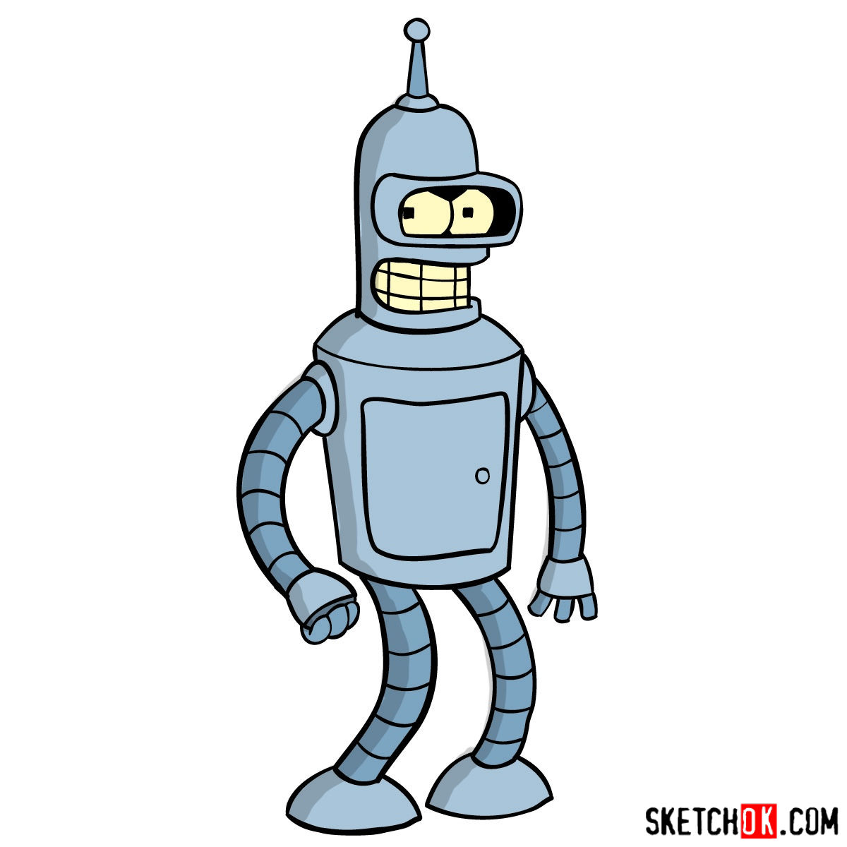 How to draw Bender Rodríguez - coloring